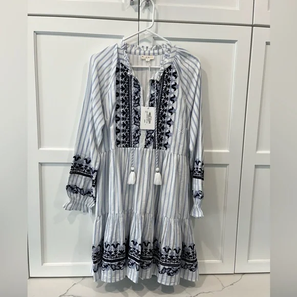 Roller Rabbit Edessa Embroidered Janni Dress - Blue - Small